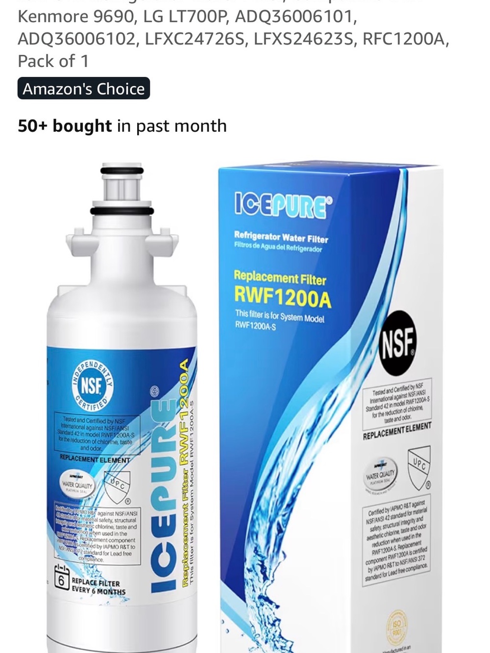 ICEPURE RWF1200A Refrigerator Water Filter - White/Blue